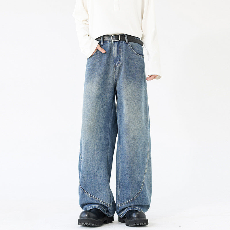 Street Deconstructed Knife-Shape Denim Pants for Men