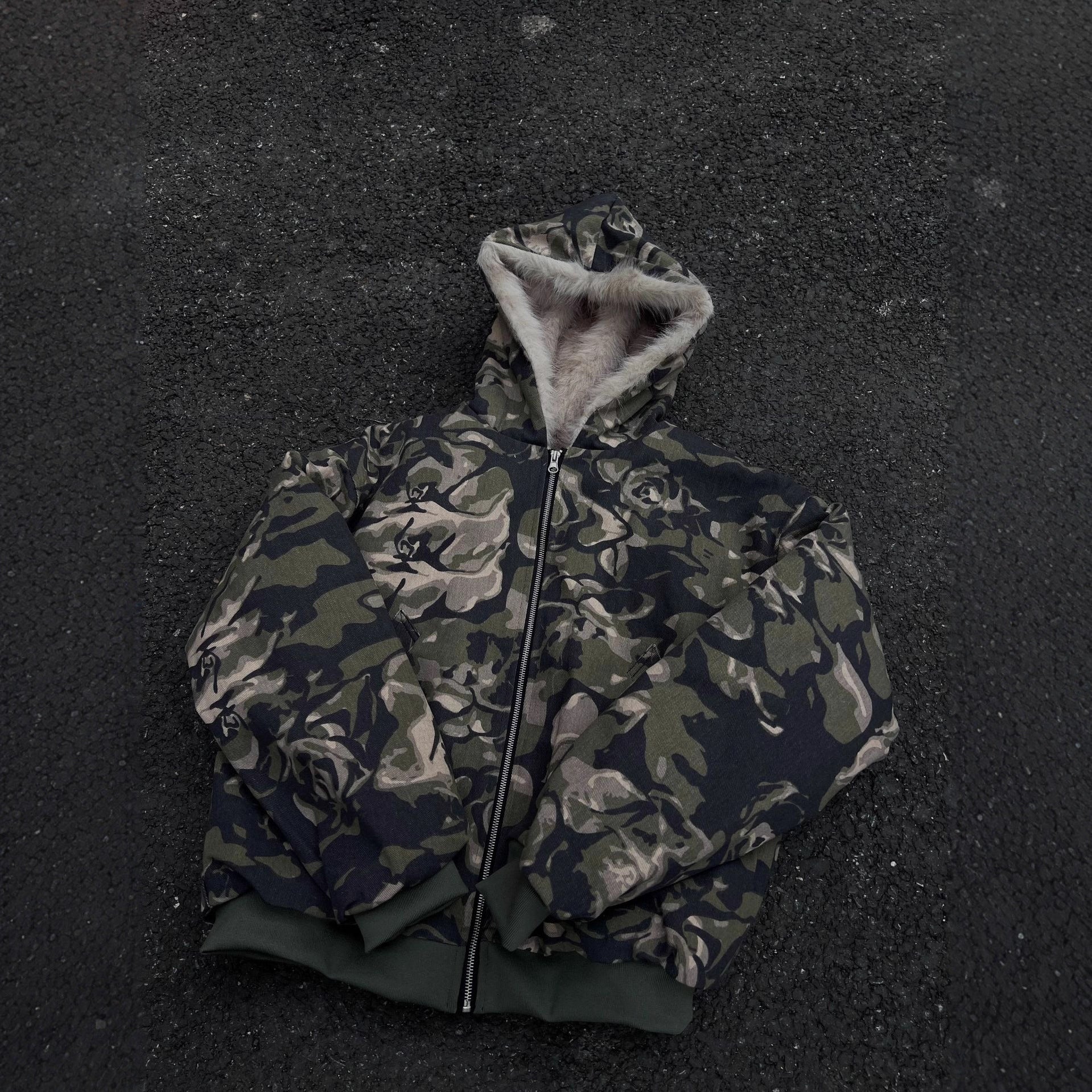 Workwear camouflage fur collar cotton jacket