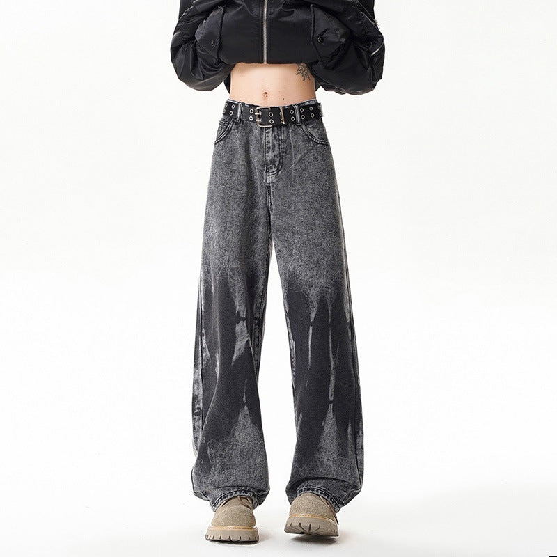 Dye-Printed Street-Style Denim Pants
