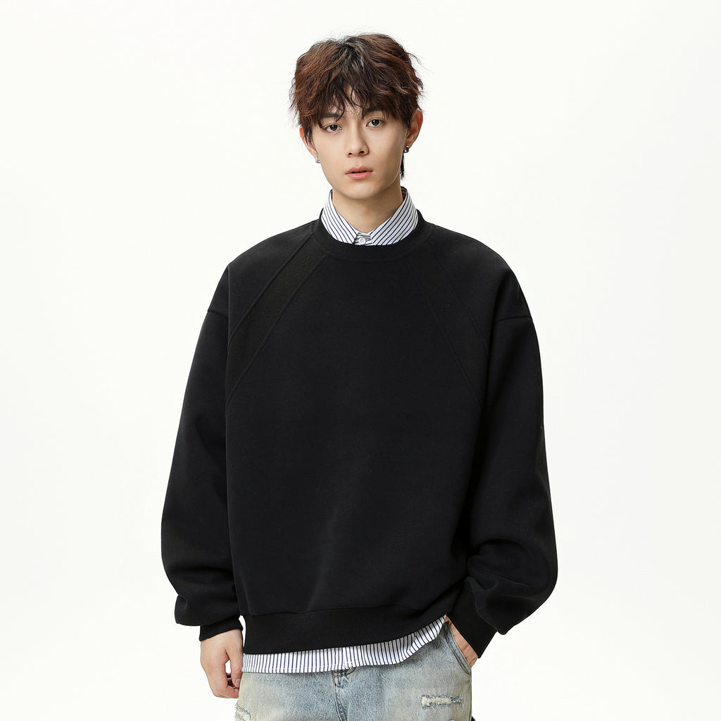 Round neck pullover hoodie for men