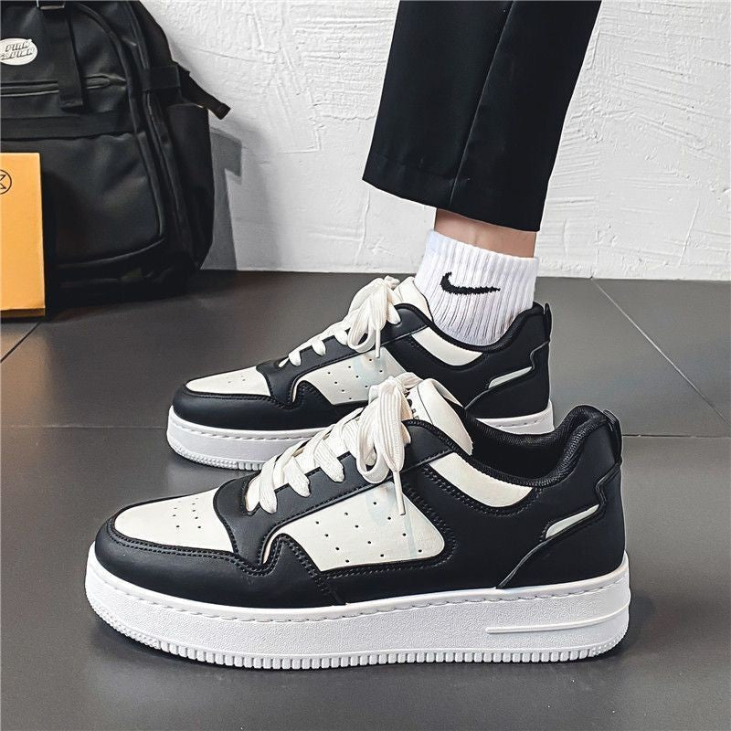 Spring New Breathable White Sneakers for Students, Fashionable and Versatile Chunky Sole Casual Athletic Shoes for Teens, Low-Top Skate Style