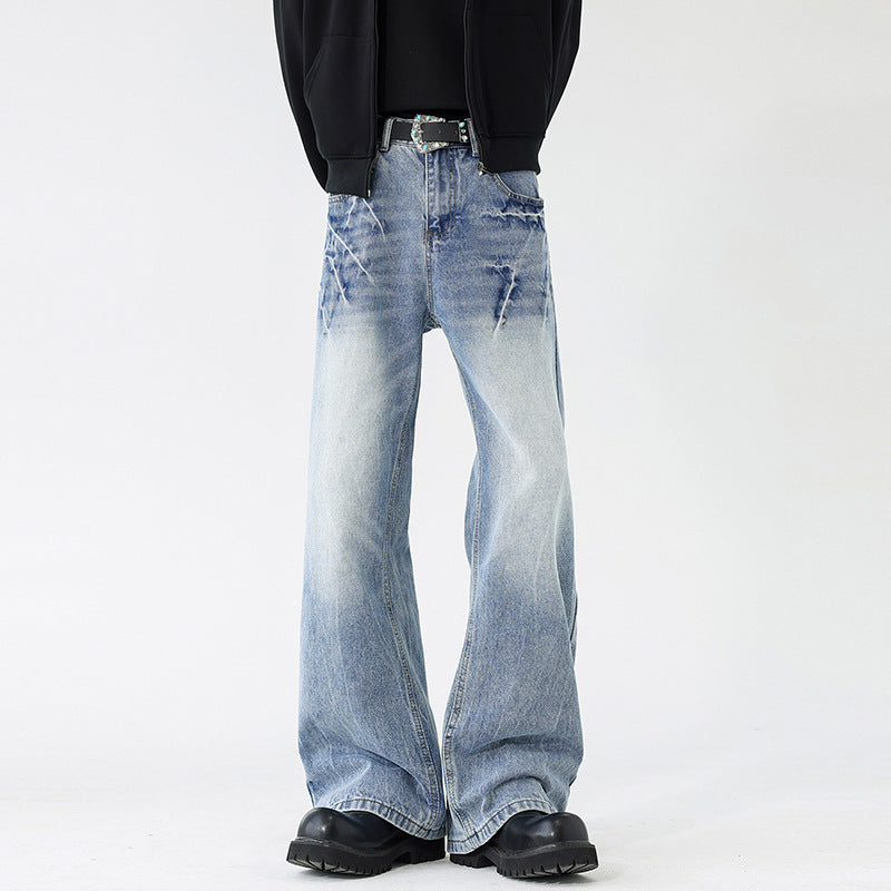 Style Lightning Crack Denim Pants for Men